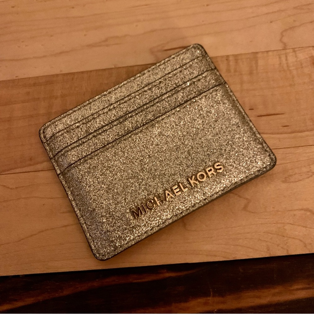 Sparkly Gold Michael Kors ID and Card Holder